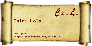 Csiri Lola névjegykártya